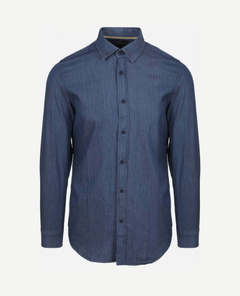 Overhemd washed donkerblauw