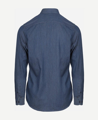 Overhemd washed donkerblauw