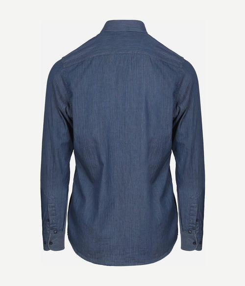 Suitable overhemd washed donkerblauw | Slim-fit