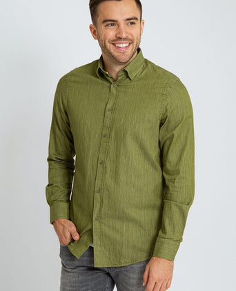 Suitable overhemd washed groen | Slim-fit