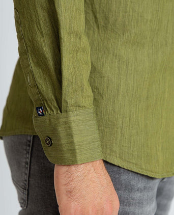 Suitable overhemd washed groen | Slim-fit
