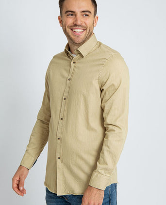 Suitable overhemd washed sand | Slim-fit
