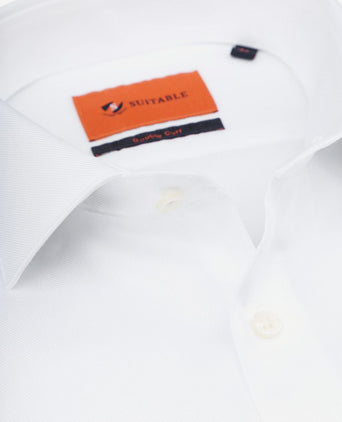 Suitable overhemd white twill dubbelmanchet | Slim-fit