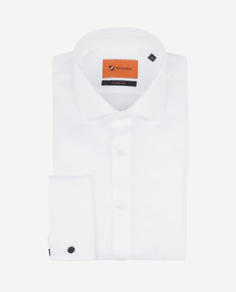Overhemd white twill dubbelmanchet