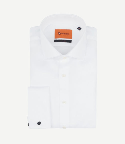 Overhemd white twill dubbelmanchet