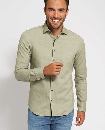 Suitable overhemd widespread flanel groen | Slim-fit