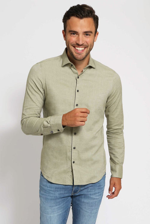 Suitable overhemd widespread flanel groen | Slim-fit
