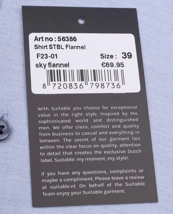 Suitable overhemd widespread flanel lichtblauw | Slim-fit