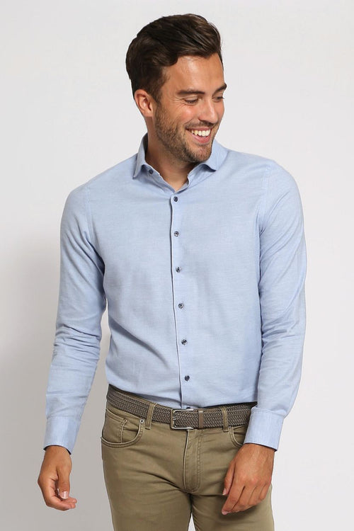 Suitable overhemd widespread flanel lichtblauw | Slim-fit