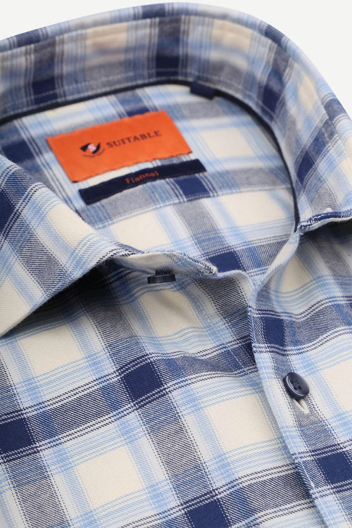 Suitable overhemd widespread flanel ruiten blauw | Slim-fit