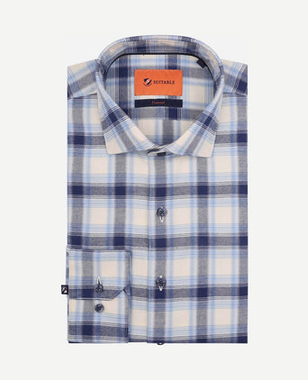 Overhemd widespread flanel ruiten blauw