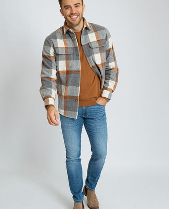 Suitable overshirt august wool blend grijs | Regular-fit