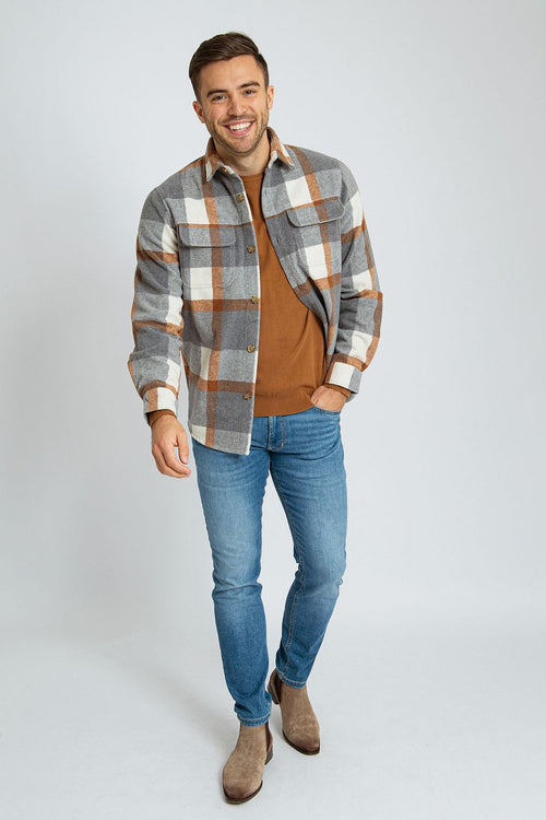 Suitable overshirt august wool blend grijs | Regular-fit