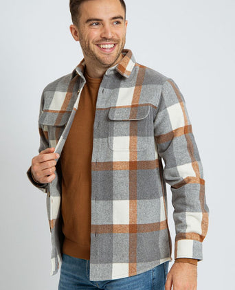 Suitable overshirt august wool blend grijs | Regular-fit