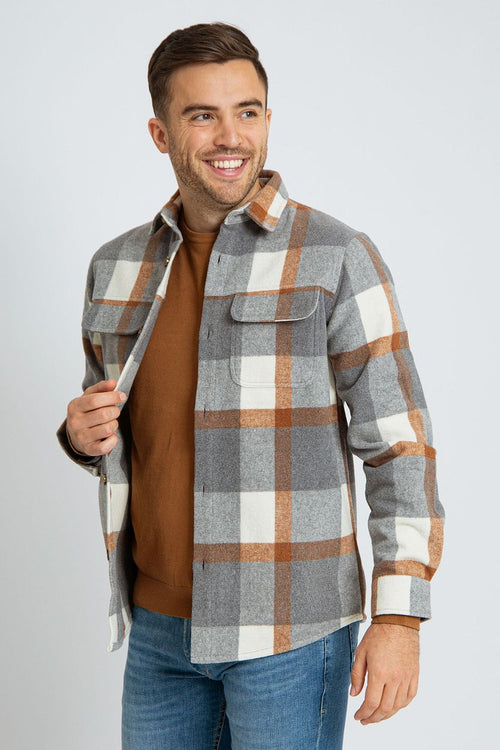 Suitable overshirt august wool blend grijs | Regular-fit