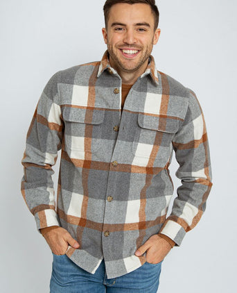 Suitable overshirt august wool blend grijs | Regular-fit