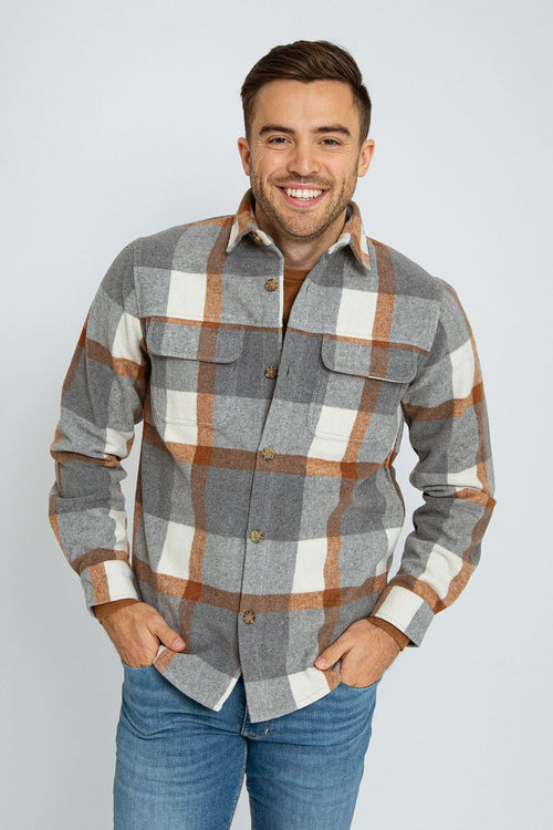 Suitable overshirt august wool blend grijs | Regular-fit