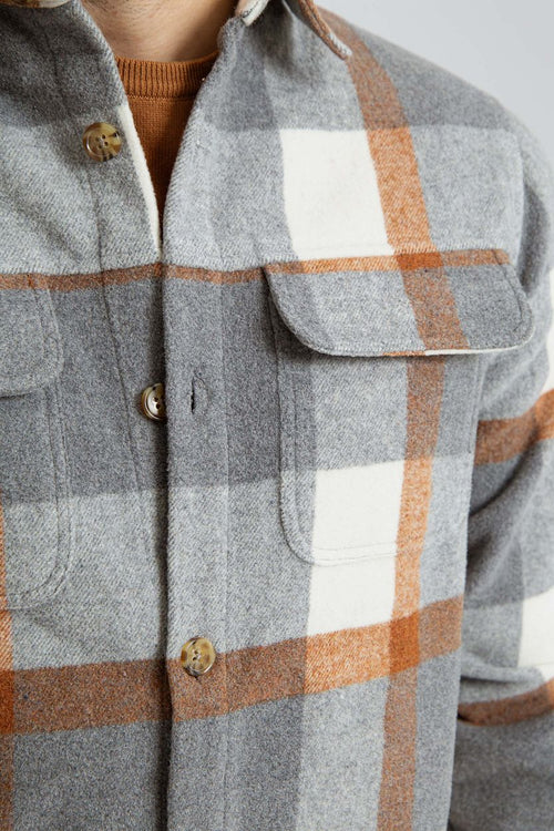 Suitable overshirt august wool blend grijs | Regular-fit