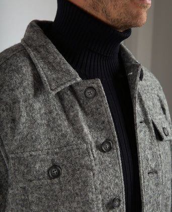 Overshirt boiled wool blend grijs