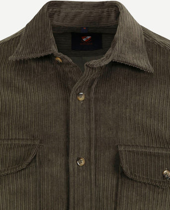 Suitable overshirt corduroy donkergroen | Regular-fit