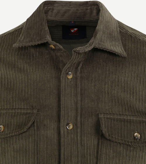 Suitable overshirt corduroy donkergroen | Regular-fit