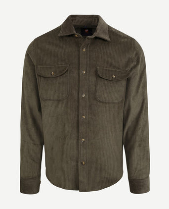 Suitable overshirt corduroy donkergroen | Regular-fit