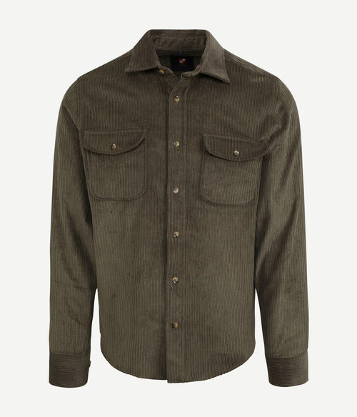 Suitable overshirt corduroy donkergroen | Regular-fit