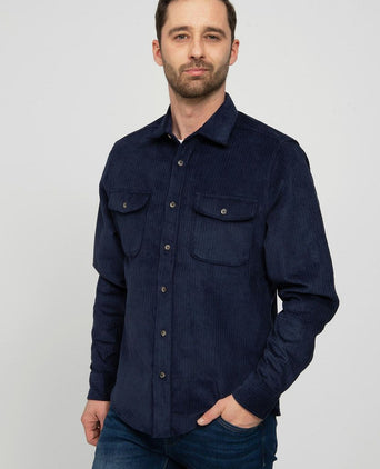 Suitable overshirt corduroy donkerblauw | Regular-fit