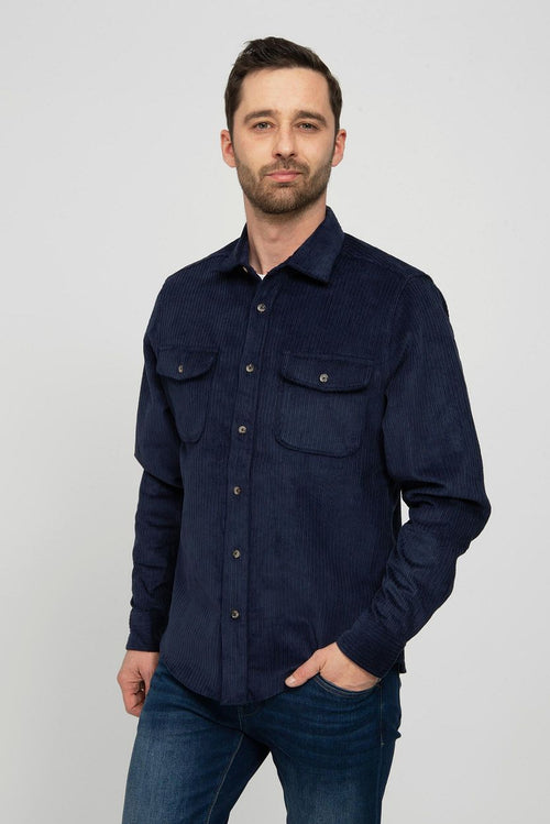 Suitable overshirt corduroy donkerblauw | Regular-fit