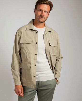 Suitable overshirt tencel greige | Regular-fit