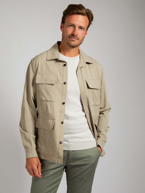 Suitable overshirt tencel greige | Regular-fit