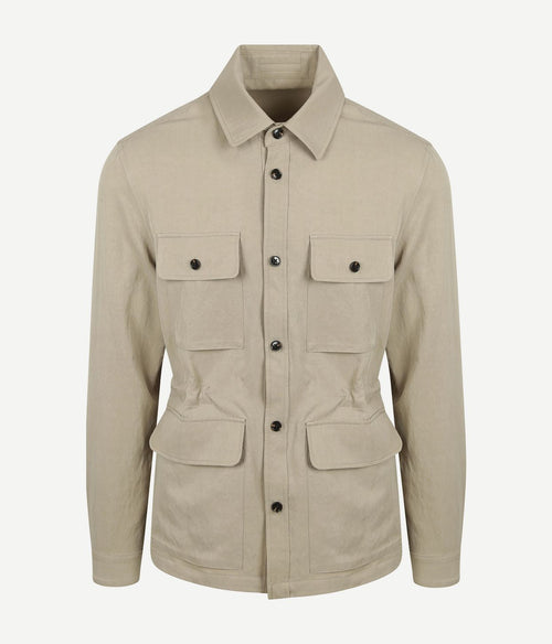 Suitable overshirt tencel greige | Regular-fit