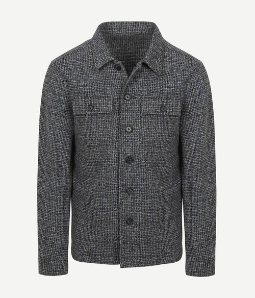 Suitable overshirt wool blend grijs blauw | Regular-fit