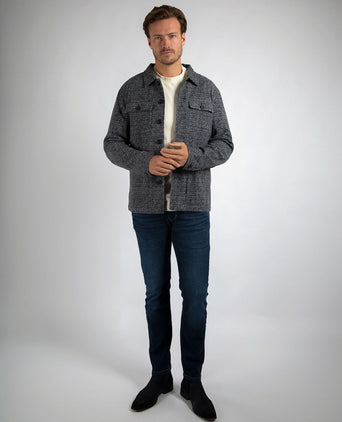 Suitable overshirt wool blend grijs blauw | Regular-fit