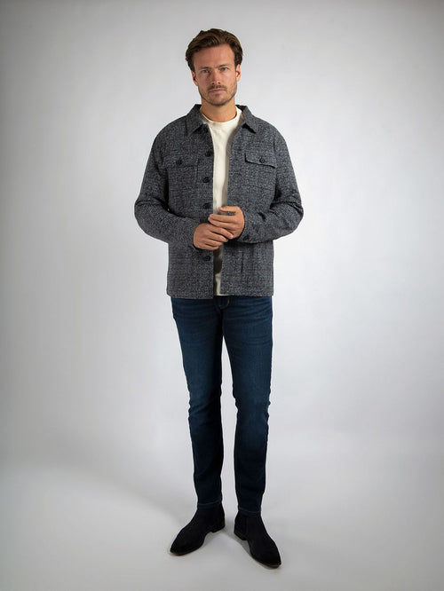 Suitable overshirt wool blend grijs blauw | Regular-fit