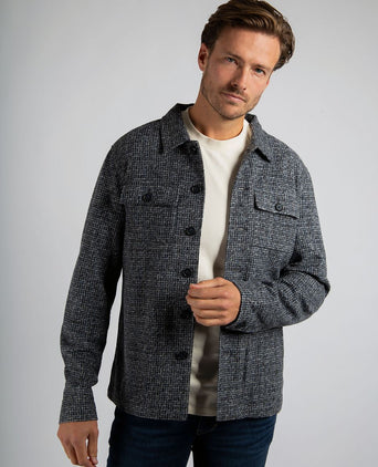 Suitable overshirt wool blend grijs blauw | Regular-fit