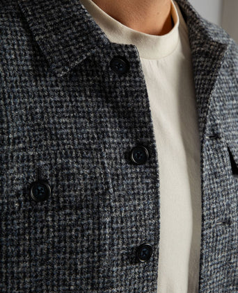 Overshirt wool blend grijs blauw