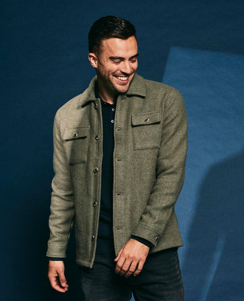 Suitable overshirt wool blend groen | Regular-fit