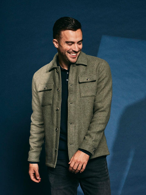 Suitable overshirt wool blend groen | Regular-fit