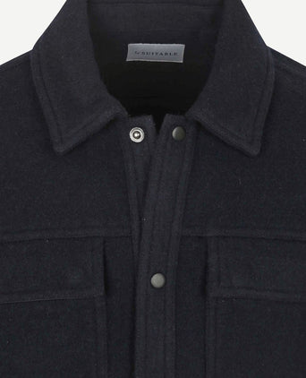 Overshirt wool blend donkerblauw