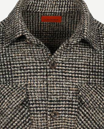 Overshirt wool blend ruit beige