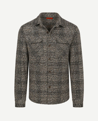Overshirt wool blend ruit beige