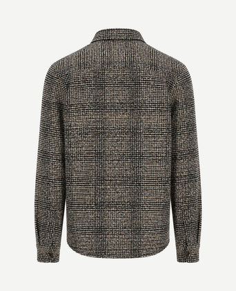Overshirt wool blend ruit beige