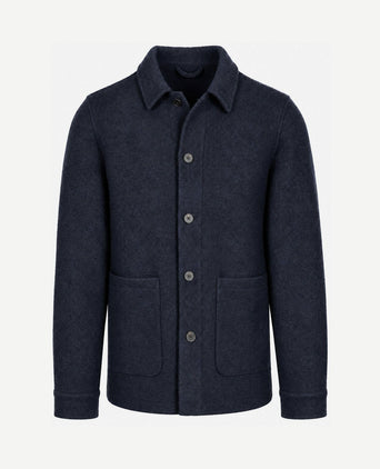 Overshirt wool bouclé donkerblauw