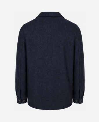 Overshirt wool bouclé donkerblauw