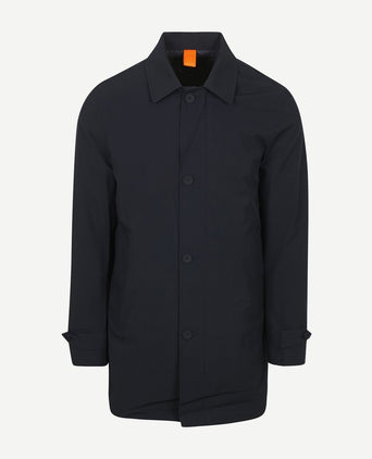 Suitable packable jas long tech donkerblauw