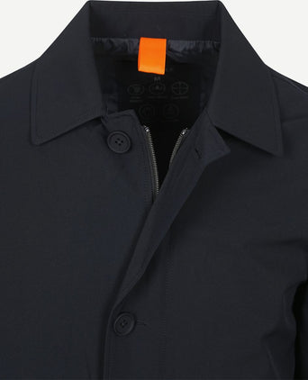 Suitable packable jas long tech donkerblauw