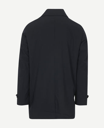 Suitable packable jas long tech donkerblauw