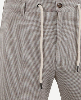 Suitable pantalon jersey pied de poule beige | Slim-fit