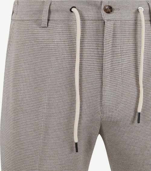 Suitable pantalon jersey pied de poule beige | Slim-fit